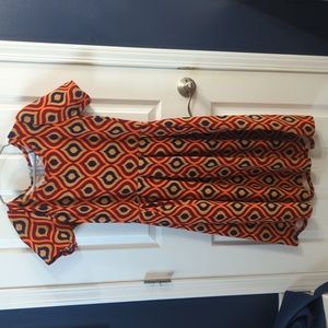 LuLaRoe Amelia Medium Dress Navy Orange and Red
